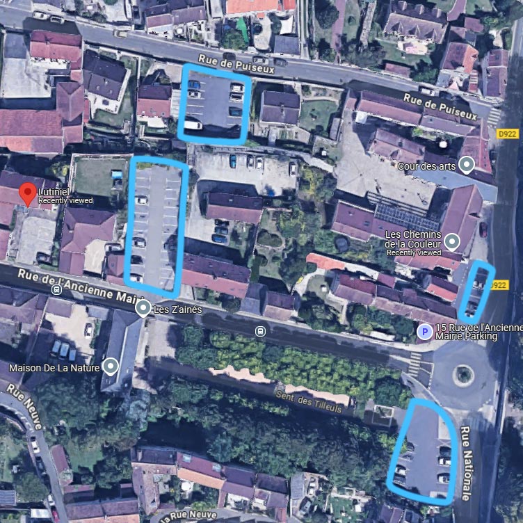 Carte vue du dessus des parkings